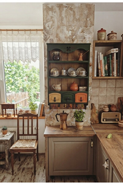 Genel Markalar Berceste Kahve Köşesi 81*60 cm Sıcak Yeşil Eskitme