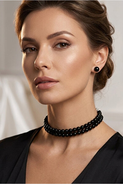 bb bridal boutique Glass Black Pearl Choker Necklace, Choker Necklace, Design...