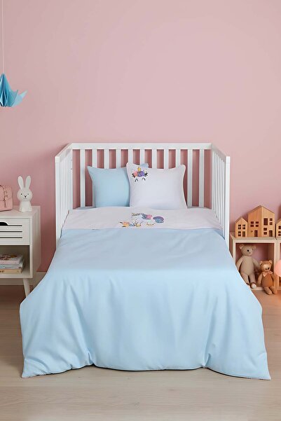 Rivaİstanbul Dolly Mint Punch Nakışlı %100 Pamuklu Bebek Nevresim Takımı