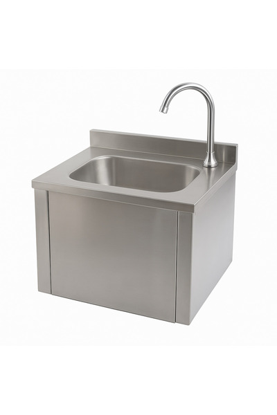 Generic Brand مغسلة ستانليس مع خلاط ضغط بالركبة Stainless Steel Sink Commerci...