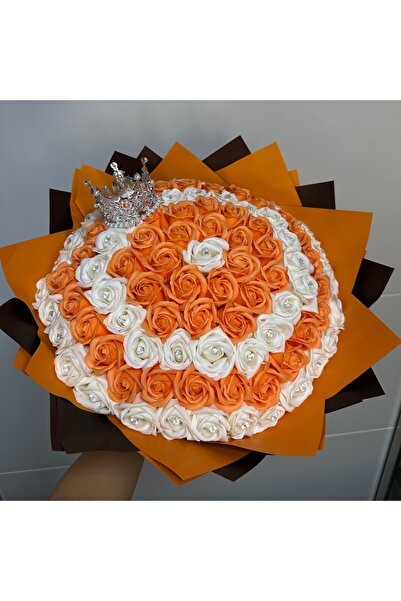 Generic Brand Buchet Royal Peach & White – 95 Trandafiri din Săpun