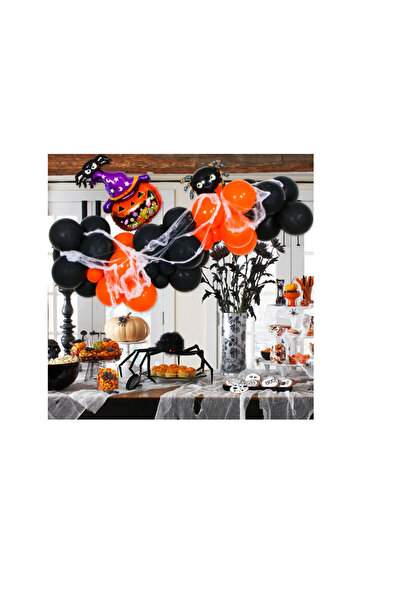 Generic Brand Set 56 piese baloane si decoratiuni pentru Halloween, latex, folie, multicolor