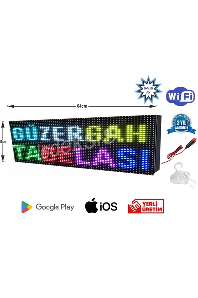 Ledeksis 16x64CM RGB WİFİ GÜZERGAH TABELASI Çakmaklık Girişli 12-24V(Telefond...