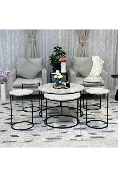 lmstabda Marble Alternative Nesting Table Set 6 Pieces