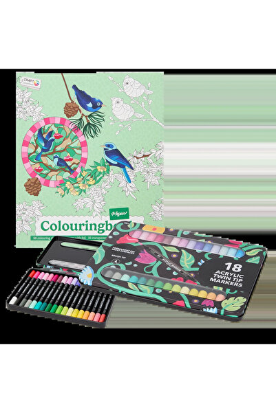 Decotime Set Carte de Colorat Antistres Mosaic + 36 Markere Acrilice, 96 pagini