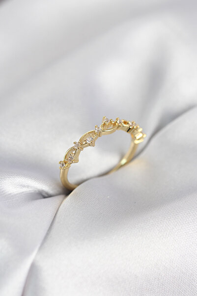 DMR Elegance Zircon Stone Brass Gold Color Women's Ring