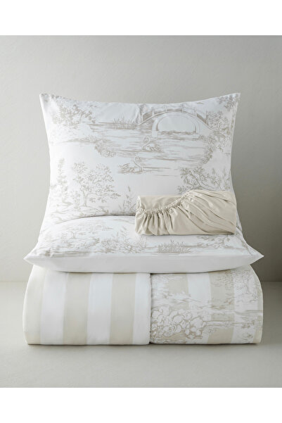 English Home Striped Jouy Pamuk Çarşaflı Çift Kişilik Nevresim Takımı 200x220...