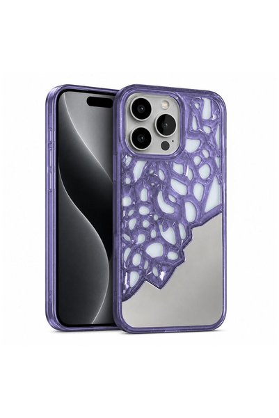 Zebana Apple iPhone 16 Pro Max Compatible Case Lace Mirror Silicone Case Deep...