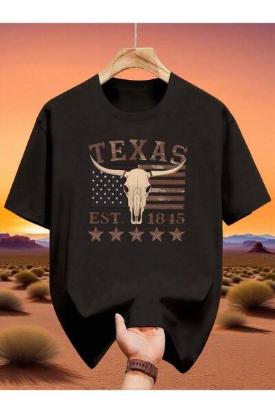 25W Men's Letter Print-Shirt| Vintage Western Cowboy Bull Ram Design, Featuri...