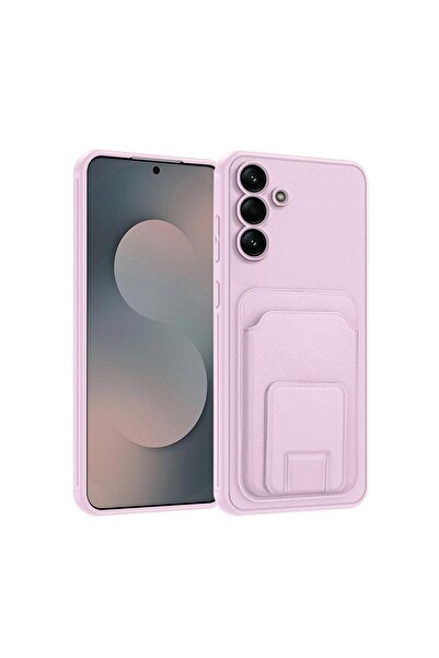Zebana Samsung Galaxy A55 Uyumlu Kılıf FlexStand Kartlıklı Silikon Kılıf Rose...