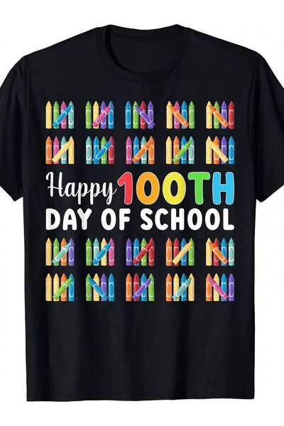 k222 تي شيرت للرجال والنساء بطبعة "Happy Of" - تذكار 100 عام من المدرسة مع طب...
