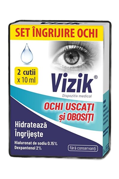 Zdrovit Picaturi pentru ochi uscati si obositi Vizik, Set 2x10ml,