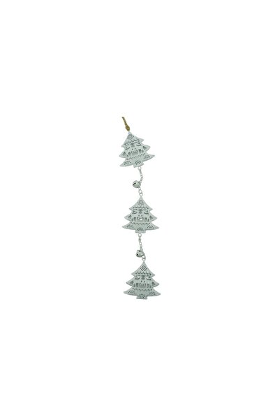 Rao Ornament de Brad Trei Pomi de Craciun, Alb, Metal, 30 Cm