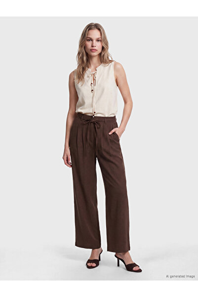 LC Waikiki Nevavm Women's Linen Blend Trousers with Elastic Waist