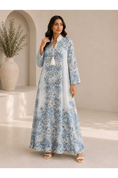 ROGINA Elegant Floral Print Jalabiya