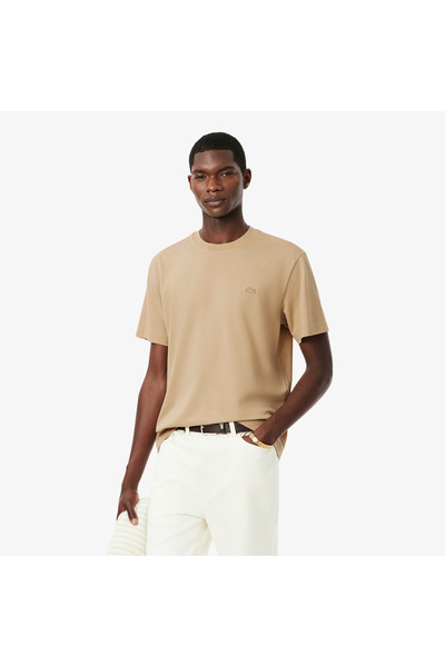 Lacoste Erkek Classic Fit Bisiklet Yaka Bej T-Shirt