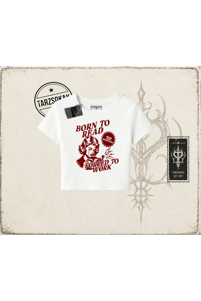 Tarzsokak Unisex majica za bebe "Born to Read" za žene, bela