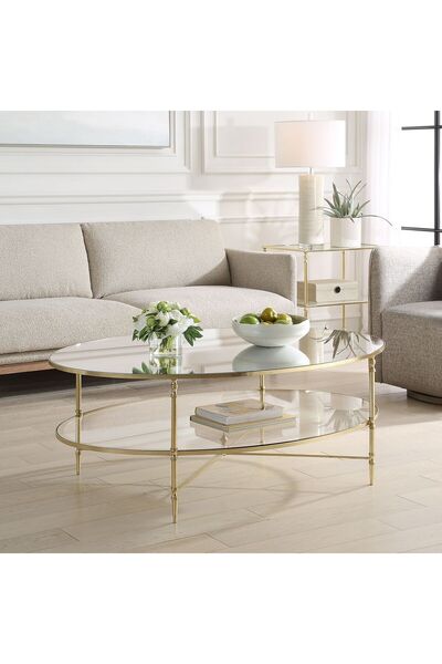 UTTERMOST طاولة قهوة بيضاوية الشكل من هينزلر، مقاس 93 عرض × 48 ارتفاع × 134 ع...