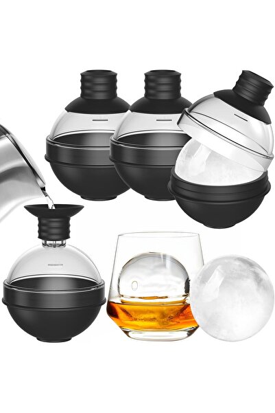 STARSTAR 4-Piece Silicone Whiskey Ice Cube Mold Set with Lid & 2-in-1 Funnel ...