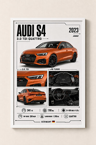 Miutic Print Studio Tablou decorativ auto Audi S4 Sedan cu specificații tehni...