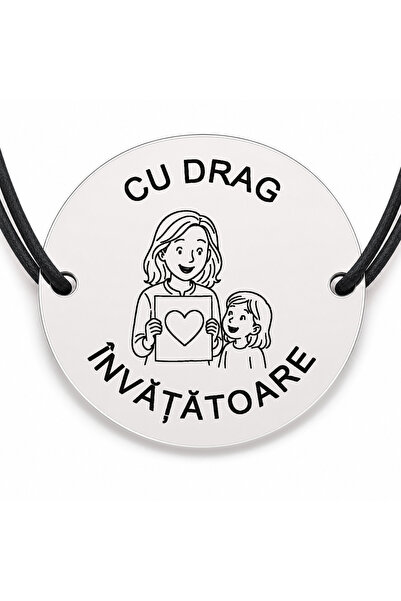 Simoshop Brățară argint 925 cu bănuț gravat doamna învățătoare cu desenul de ...