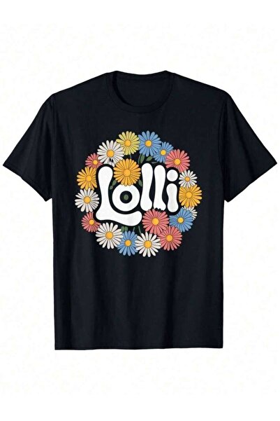 LİNA06 [% Cotton Sleeve] Groovy Grandmother Flowers Lolli Grandma-Shirt,% Cot...
