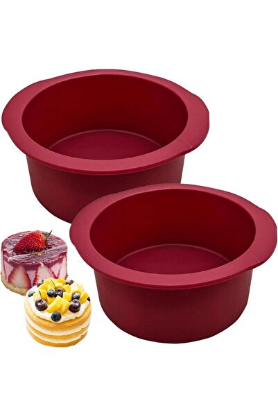 STARSTAR Silicone Round Non-stick Cake Mold Set, 10cm (2 Pieces) - Suitable f...