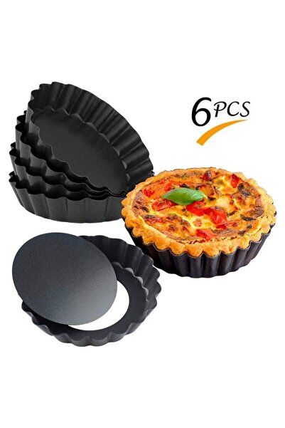 STARSTAR A set of 6 mini tart molds, 4-inch carbon steel, with removable bott...