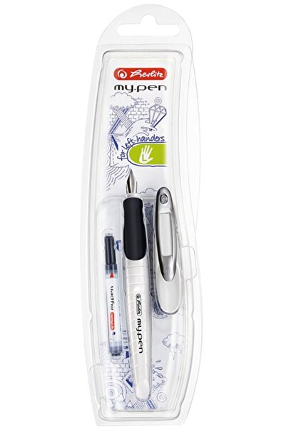 Herlitz Stilou pentru stangaci My.Pen, penita L, alb/negru