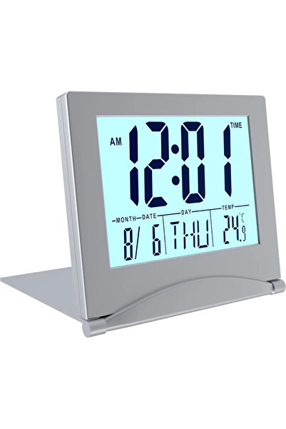 Morvena Picks Ceas digital cu alarmă, cu design pliabil LCD - ceas de birou c...
