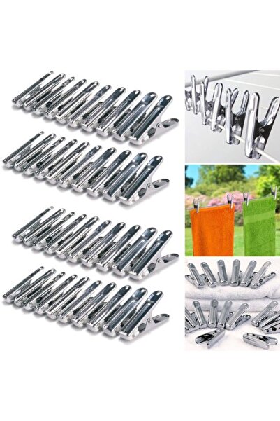 STARSTAR 40-Piece Stainless Steel Clothes Clip Set - Premium Clip Set - Soft ...