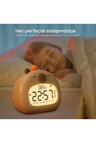 STARSTAR Kids Digital Alarm Clock - Capybara Night Light - USB-C Rechargeable...