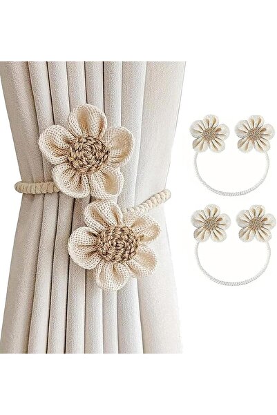 STARSTAR Two-piece curtain tieback set, floral pattern, no drilling required,...