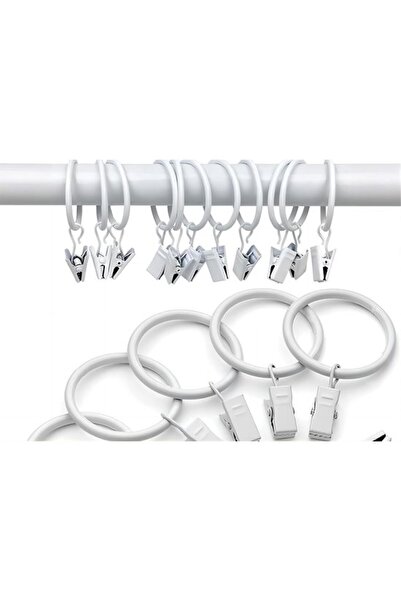 STARSTAR 7-Pack White Curtain Clip Rings with Inner Diameter 38mm for 1.5" Rods