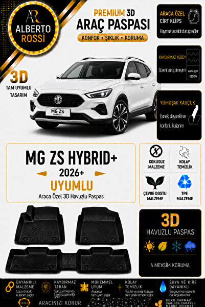 Genel Markalar MG ZS HYBRID+ 2026+ Uyumlu Araca Özel 3D Havuzlu Paspas