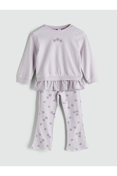 LC Waikiki Frilled Girls' Sweatshirt and Leggings