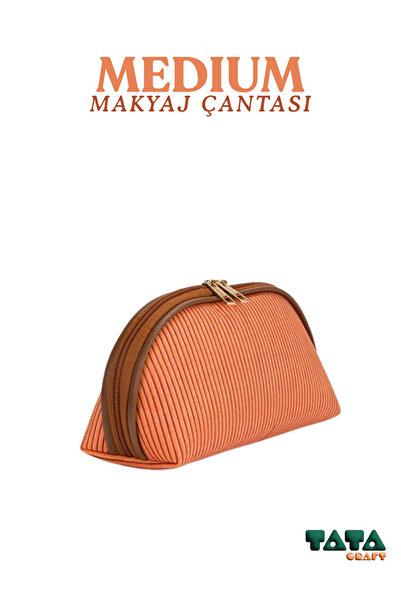 TATA CRAFT Makyaj & Organizer Çanta Dokulu Kumaş, Fermuarlı, Çok Amaçlı Seyah...