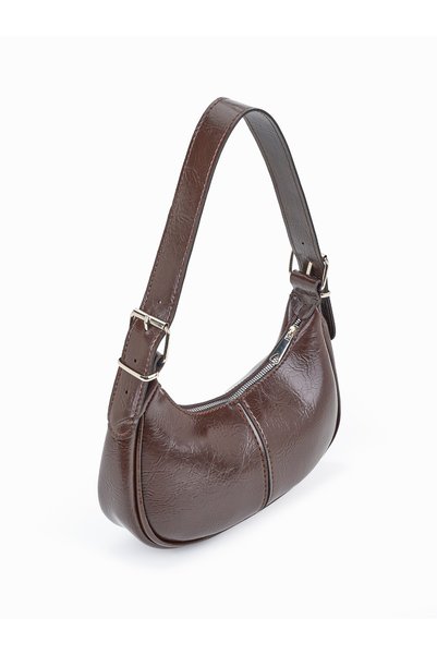 Morlex Women's Bitter Brown Soft Wrinkled Leather Shoulder Bag