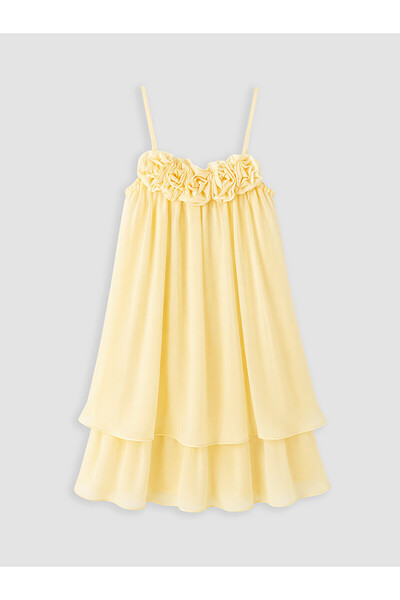 LC Waikiki Trendlucky Girls' Chiffon Dress with Floral Detail and Drawstring ...