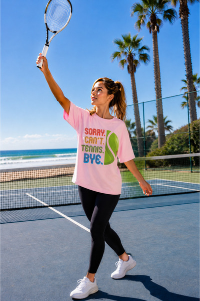 VODEXA Unisex Oversize Tennis Printed T-Shirt 100% Cotton Tennis Themed Comfo...
