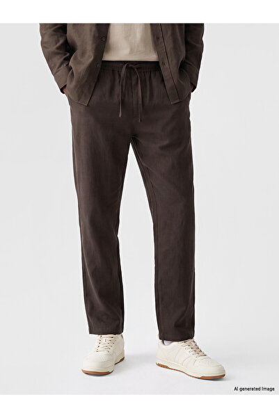 LC Waikiki Lcw Vision Brown Regular Fit Linen Look Men's Trousers with Nevavm...