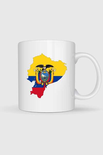 Bahriyeli Collection Ecuador Flag and Map Large Printed Mug