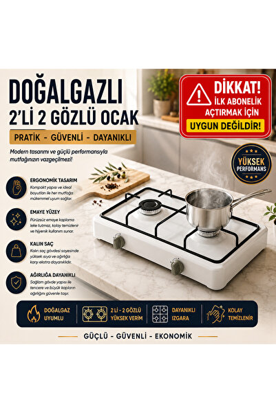 Genel Markalar İŞBİR 2Lİ GÖZLÜ 1.KALİTE DOĞALGAZ UYUMLU SET ÜSTÜ OCAK
