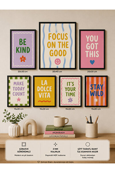 UNT 7-Piece Frame-Looking Modern Painting Set |   Retro & Pop Art |   Motivat...