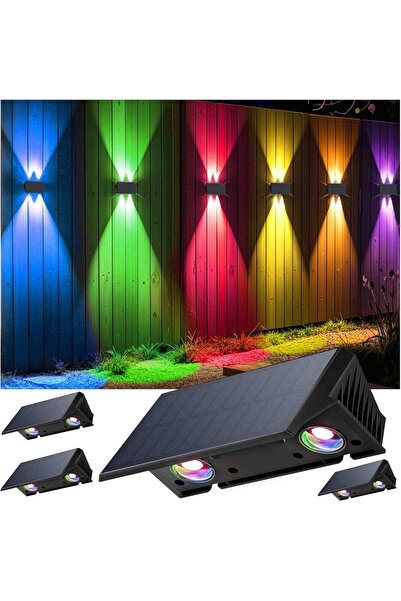 STARSTAR 4-Pack Solar Garden Fence Lights, RGB Top & Bottom Illumination Wate...