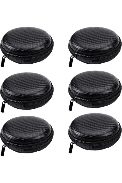 STARSTAR 6-Piece Set Round Portable Earphone Cases Mini EVA Storage Bag with ...