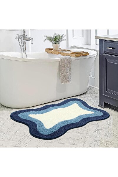 STARSTAR Blue bathroom rug, 50x80cm, ultra-soft, non-slip, microfiber, water-...