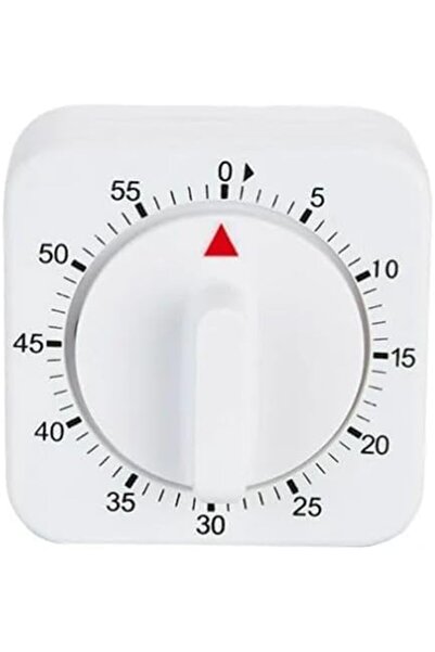STARSTAR 60-Minute Square White Mechanical Kitchen Timer, Wind-Up Visual Cook...