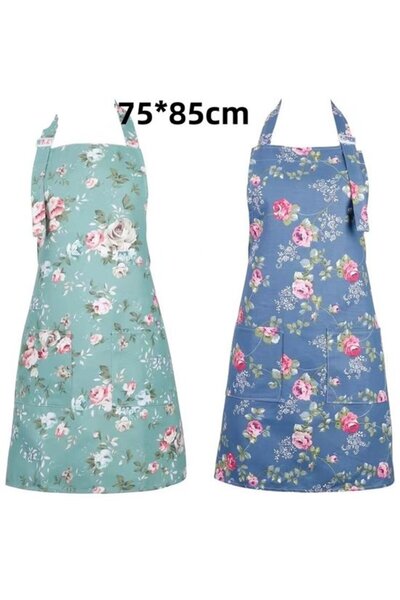 STARSTAR Two - pc set - Kitchen apron - Rose pattern apron - Womens kitchen a...