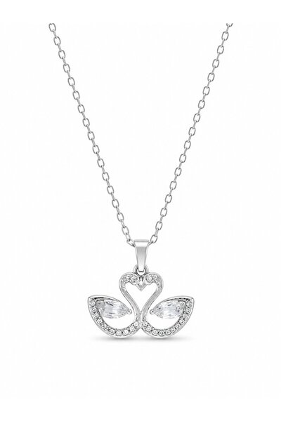 serelya 316L Steel Chain Swan Model Silver Color Necklace